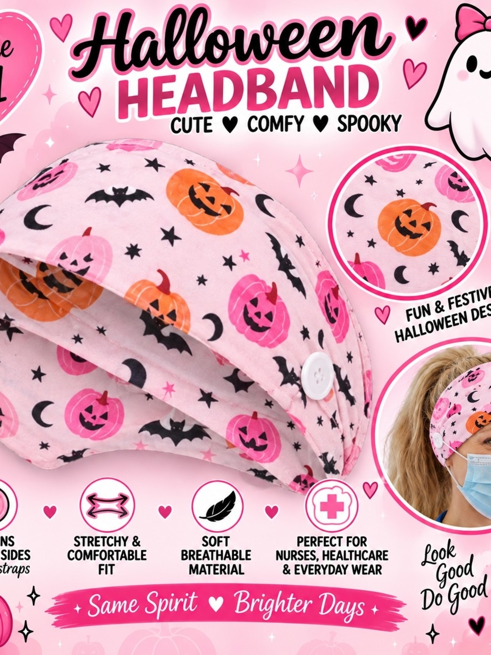 Halloween Pumpkin Kids Headband - Pink